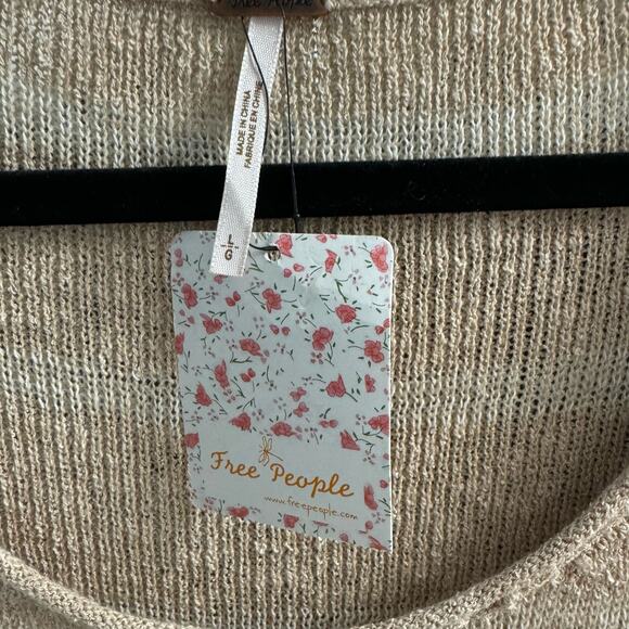 FREE PEOPLE Shipping News Stripe Tunic Sweater Beige Oversized Large New - Picture 9 of 12